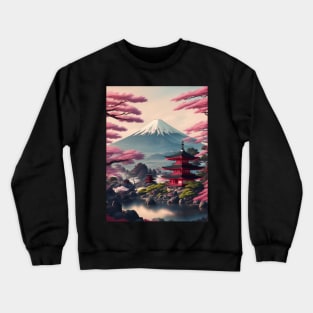 Serene Mount Fuji Sunset - Peaceful River Scenery Crewneck Sweatshirt